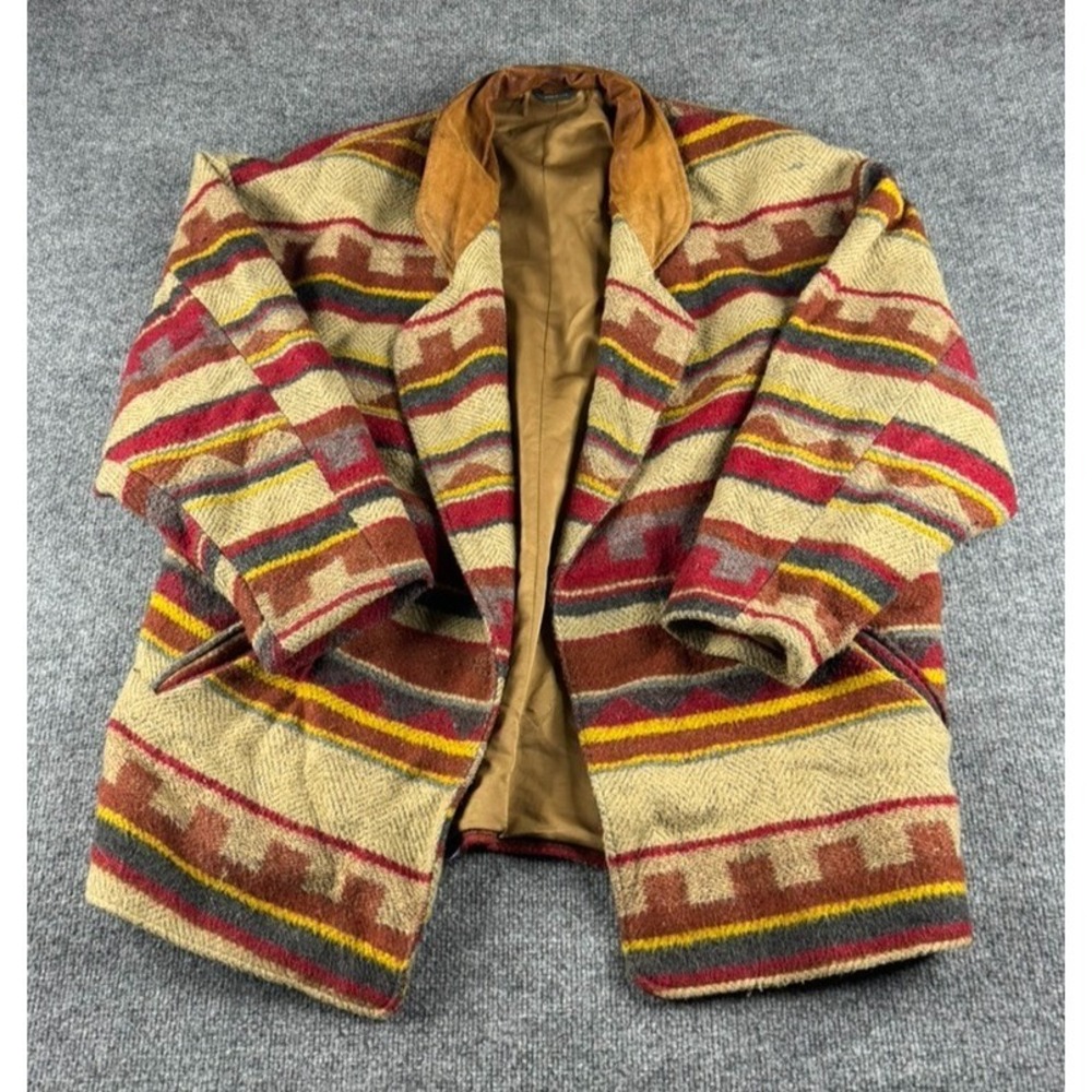 VINTAGE Pioneer Wear Blazer Womens 14 Aztec Native Wool Blend Jacket Coat